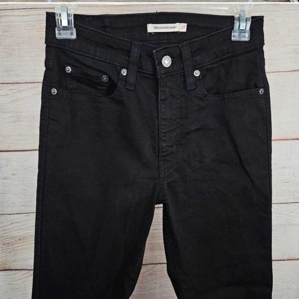 Levi's 721 High Rise Skinny Black Denim Jeans Size 27 33 inch inseam